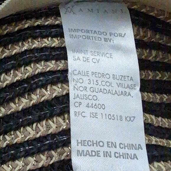 Amiani Striped Hat Straw Floppy Wide Brim Sun Beach Summer Pool One Size main image 4